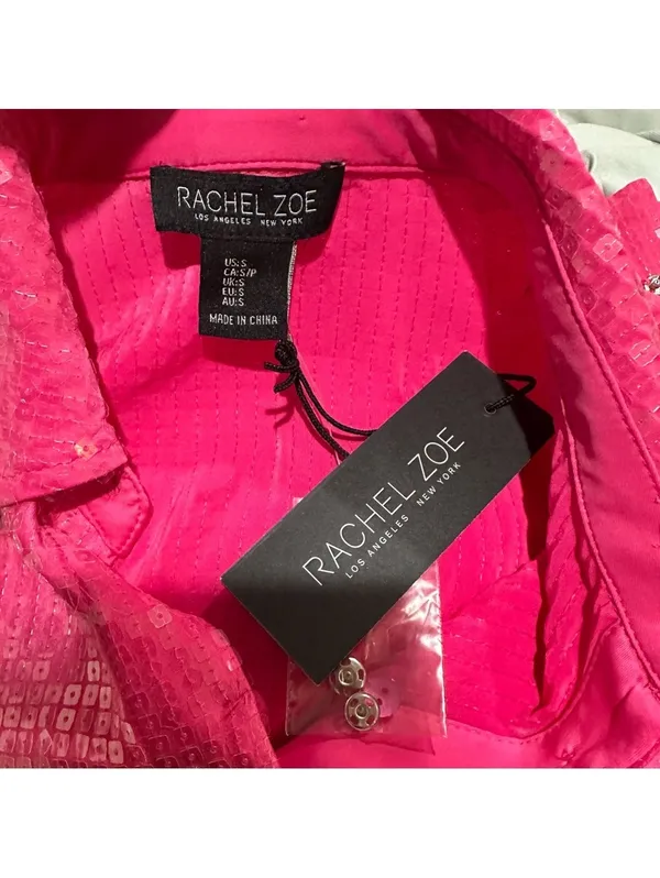 Rachel Zoe Hot Pink Sequin Button-Down Top (Size S, NWT) - Image 10