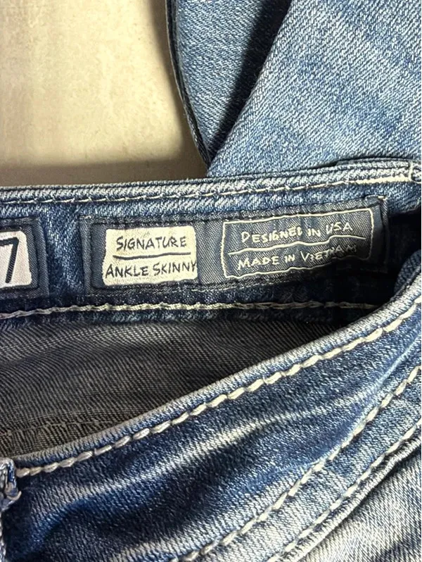 Miss Me Womens Ankle Skinny Jeans Blue Sequins Rhinestones Size 27 JP8715AK - Image 13