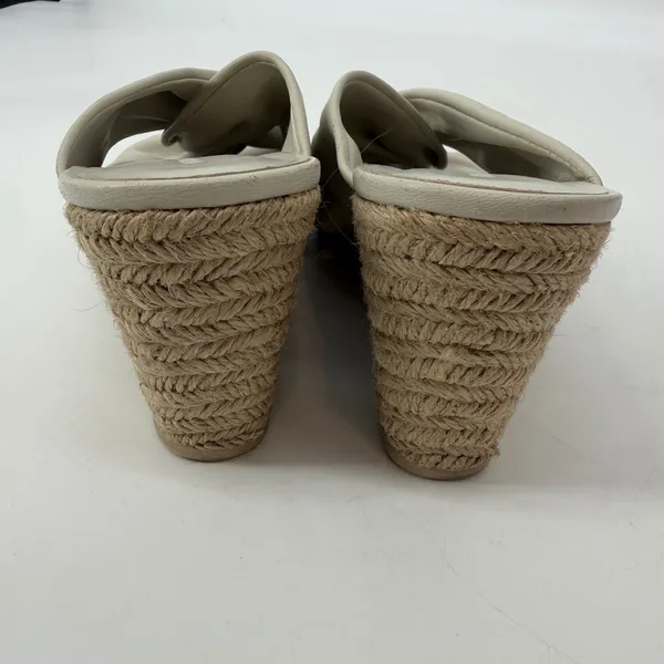 Vince Women Ivory Leather Knot Espadrille Wedge‎ Sandals US 9M EUR 39 - Image 4