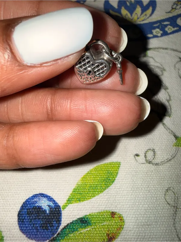 Heart padlock and key silver charm - Image 3