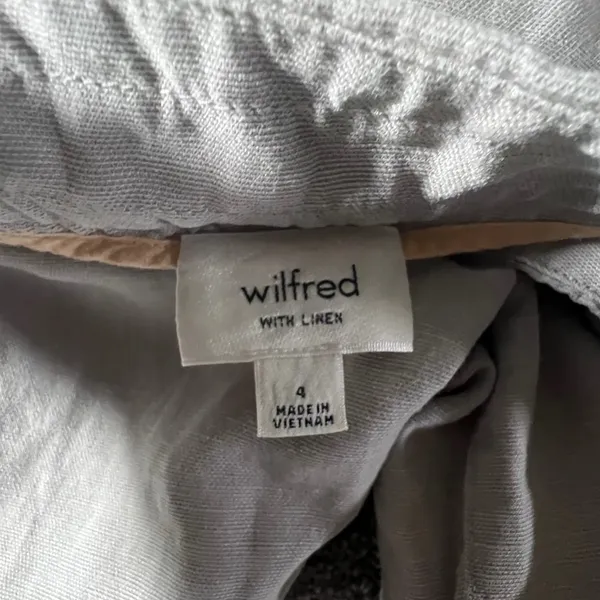Wilfred Tapered Linen Blend Pants Womens 4‎ Grey Pleated Drawstring Trousers - Image 4