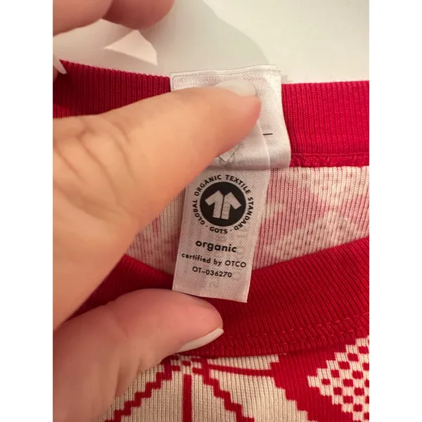 Hanna Andersson Red White Snowflake Organic Cotton Pajama Set XL Top L Pants - Image 3