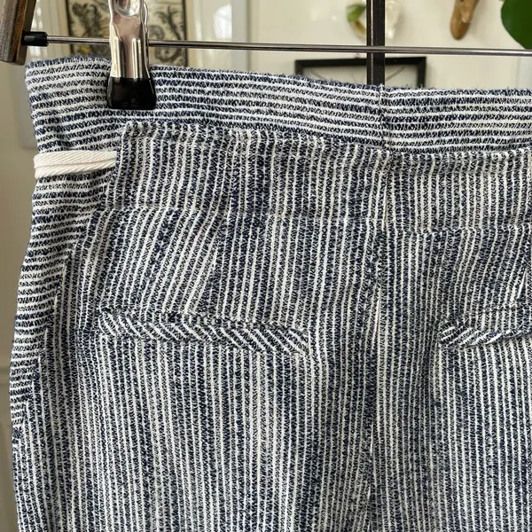 Free People Blue Stripe Taper Pants Tie Waist 4 - Image 6