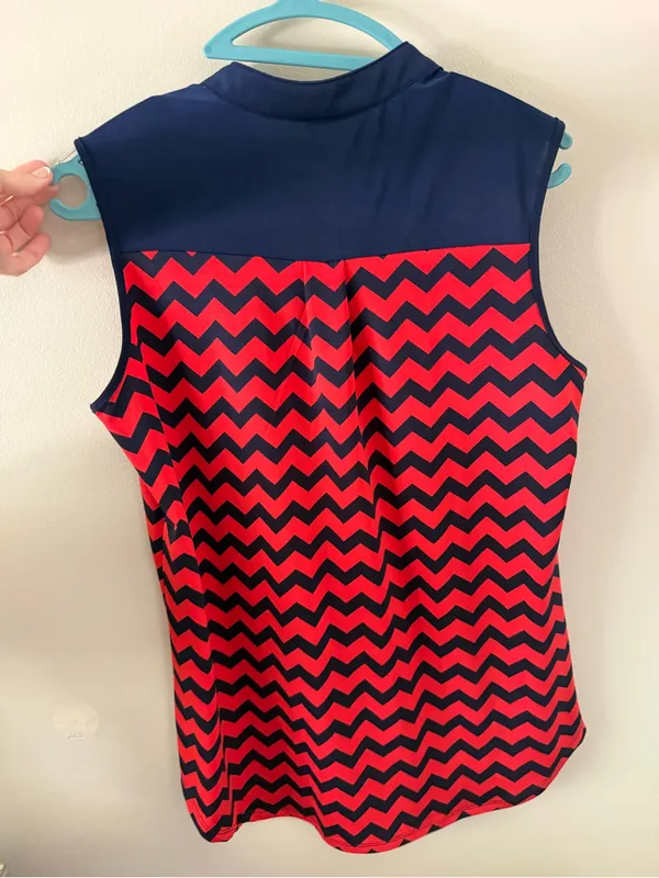 🌟 PerSeption Concept Chevron Striped Summer Tunic 🌟 ~medium Red - Image 2