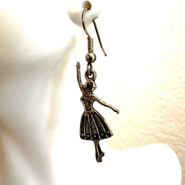 Ballerina Dangle Earrings – Silver Tone - Image 9