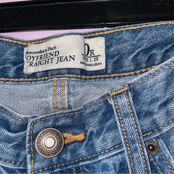 Abercrombie & Fitch Size 0 Boyfriend Straight Jean Distressed Blue Pants - Image 4