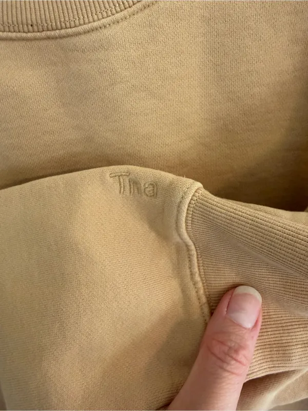 Aritzia TNA CozyAF Crewneck Sweatshirt‎ Tan Beige Medium - Image 4