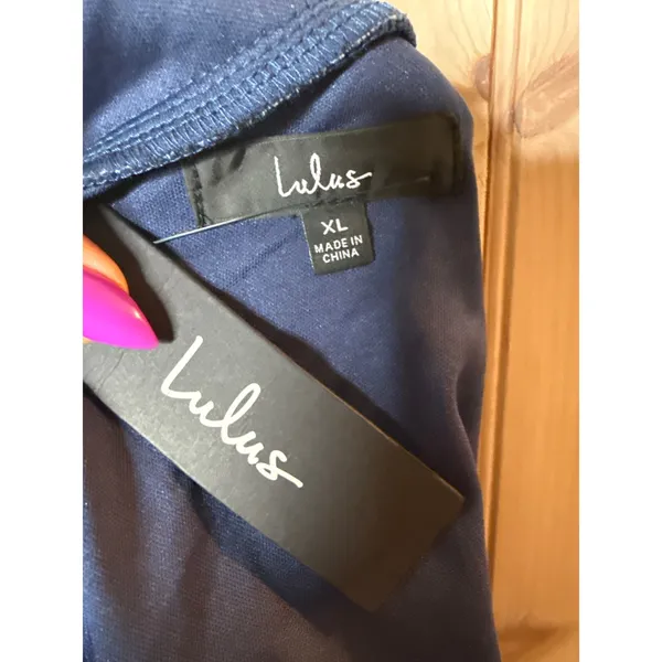 NWT Lulus Elaborate Charm Navy Blue Satin Pleated Backless Maxi Dress Gala Sz XL - Image 8