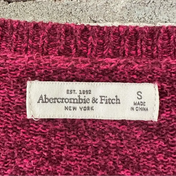 Abercrombie Fitch Open Front Knit Cardigan Women’s Small Berry Pink Long Sleeve - Image 4