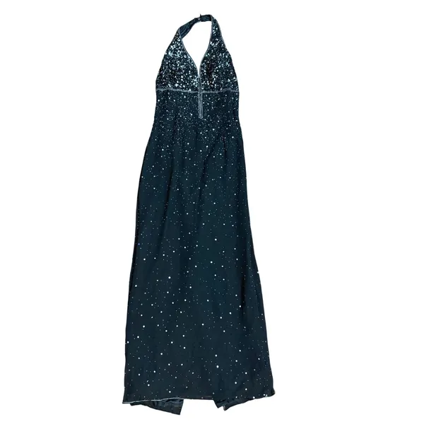 Scala Black Halter Beaded Sequin Maxi Formal Gown Sz L‎ - Image 13
