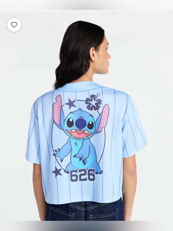 NWT Disney Stitch Graphic Cropped Baseball Jersey sz M - Image 8
