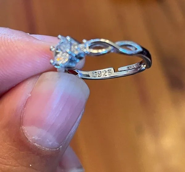 S925 Adjustable Zircon silver ring - Image 8
