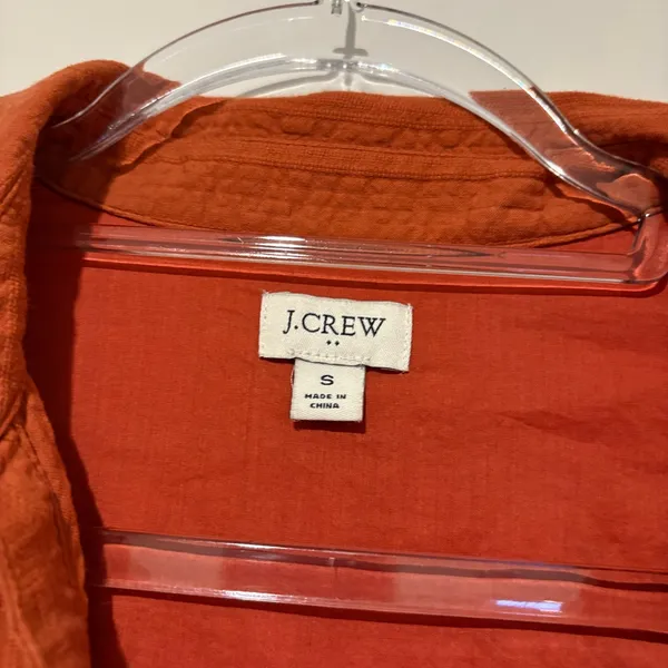 J. Crew Button Up‎ Stripe Short Sleeve Dress Burnt Orange Size Small - Image 4