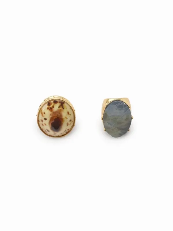 Zara Pack of Two Metal Resin Shell Statement Chunky Rings Ring Size 6 and 7 NWT - Image 2