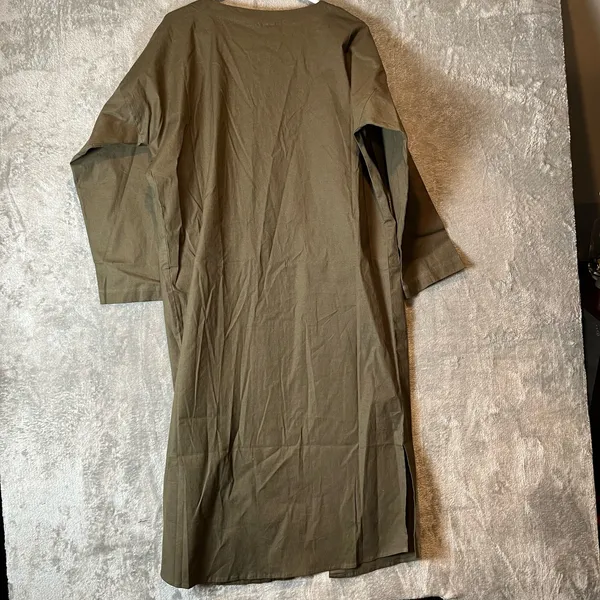 Sseko One Size Olive Green Linen Blend Long Duster Open Front Lagenlook New - Image 4