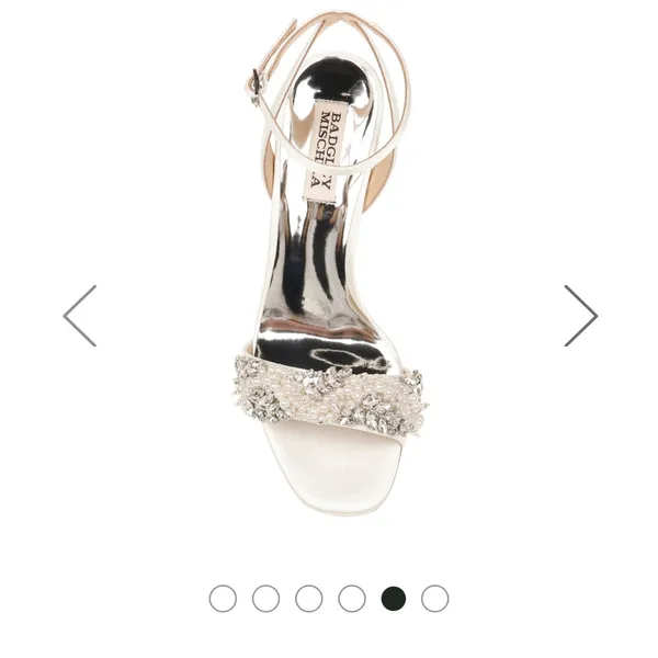 Badgley Mischka White Jeweled Block Heel Sandals - Image 4
