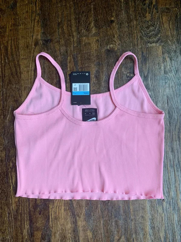 NWT Nike Femme Ribbed Crop Top Pink Medium - Image 3