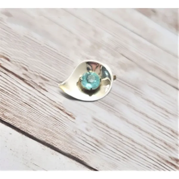 Vintage Screw On Earrings - Teardrop Shape with Turquoise Tone Gem - Image 7