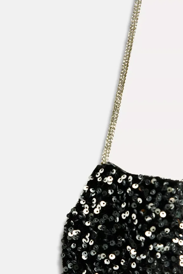 Zara dress maxi Black Sequin Halter party cocktail night out evening date - Image 6