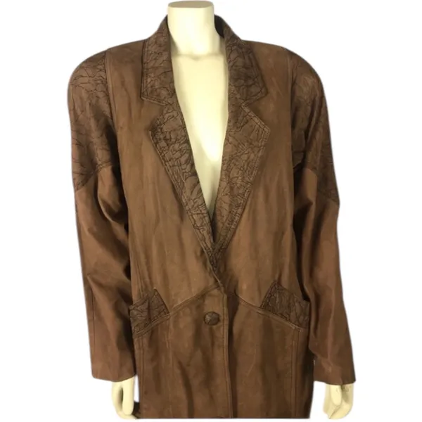 Vintage 80s G-III Global Identity Oversized Slouchy brown leather coat large - Image 6