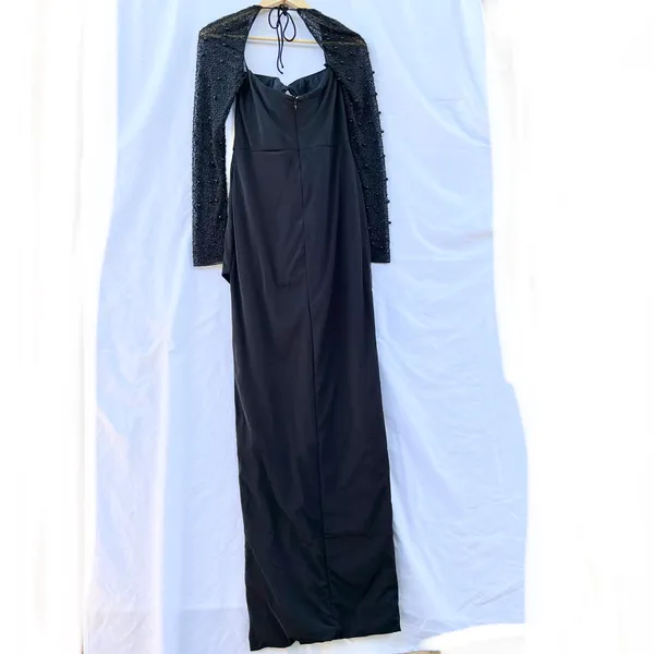 Oh Polly | San Marino Beaded Embellished Side Split Maxi Dress In Black Size 6 - Image 13