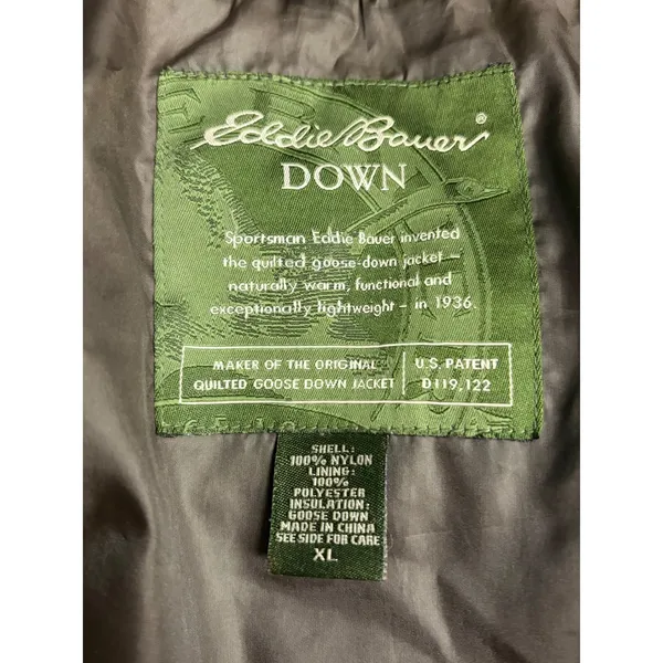 Eddie Bauer Goose Down Puffer Jacket XL Purple Quilted Full Zip Satin Finish - Image 5
