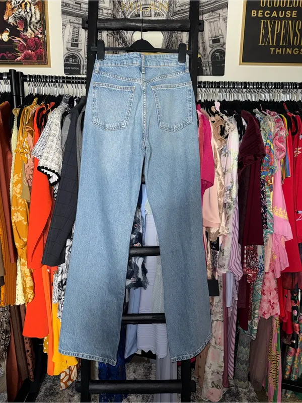 Zara Rhinestone Studded Wide Leg Jeans Light Wash Denim Womens 4 New NWT - Image 9