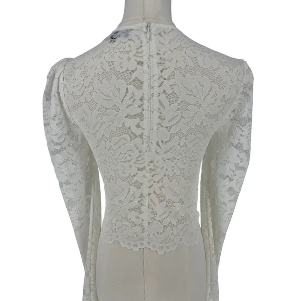 Generation Love White Floral Lace Puff Sleeve Cropped Top Size XXS - Image 7