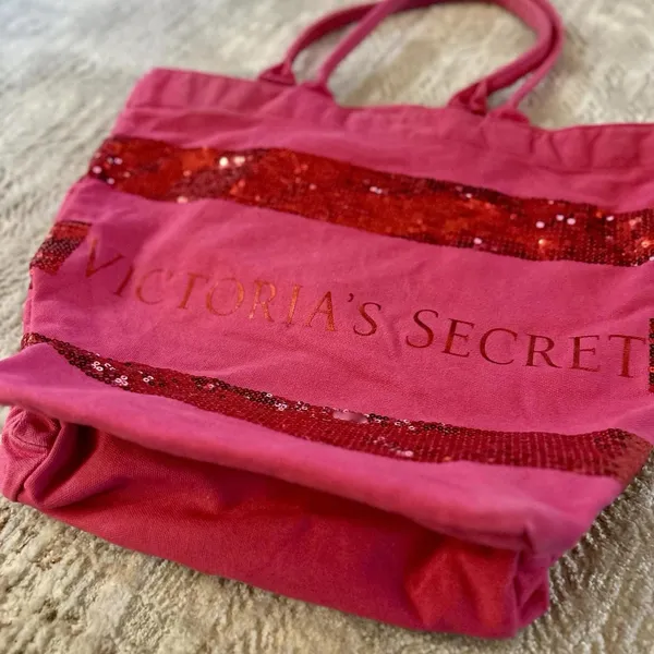 Victoria’s Secret Hot Pink W/Red Sequins Tote Bag Large - Image 7