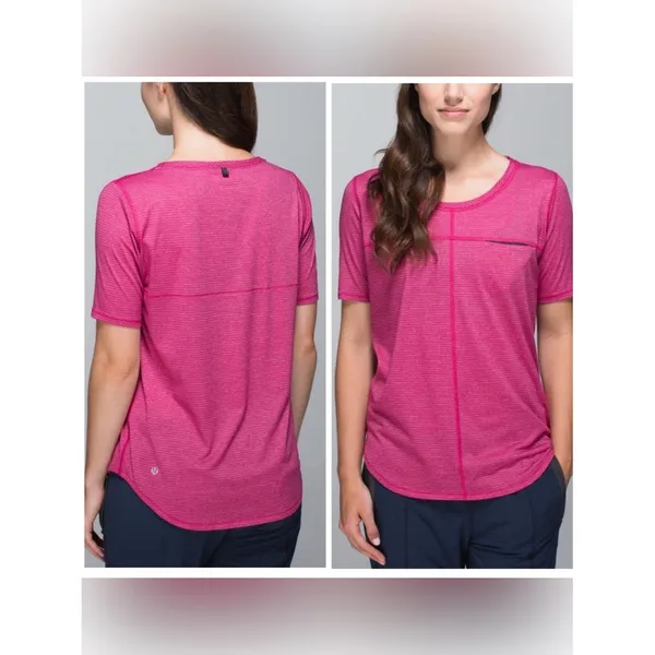 Lululemon Run Away Short Sleeve Tee Women's 8‎ Heathered Bumble Berry Activewear - Image 2