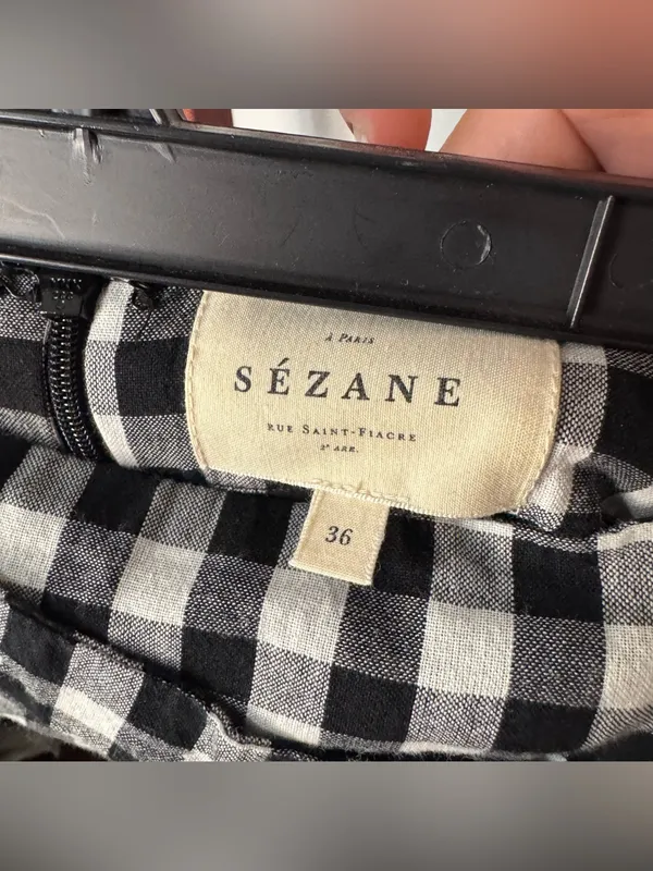 Sezane Pacome Mini Wrap Skirt Black Gingham - Image 5
