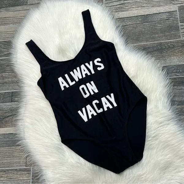 Always On Vacay One Piece Swimsuit in Black - Image 3