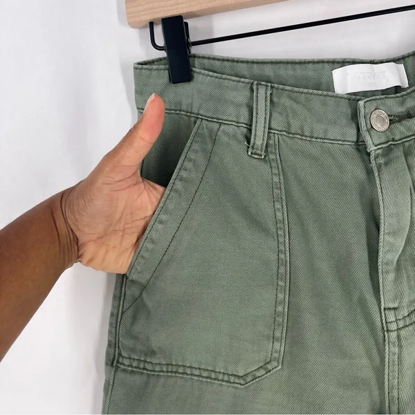 Vervet Cargo Wide Leg Jeans Army Green High Rise Utility 100% Cotton Size 26 - Image 5