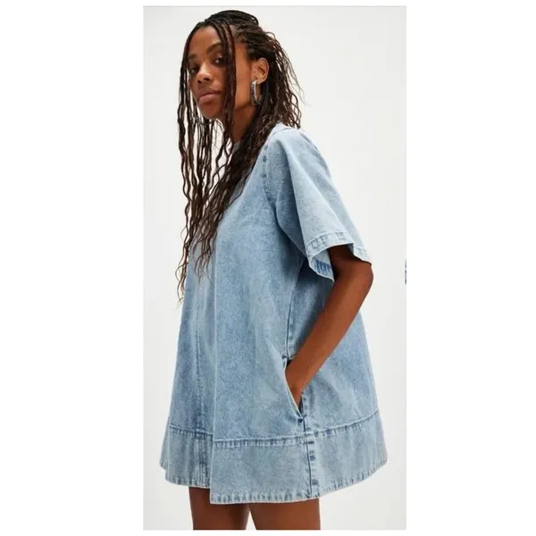 Free People Harlow Denim Minidress Size Small - Image 2