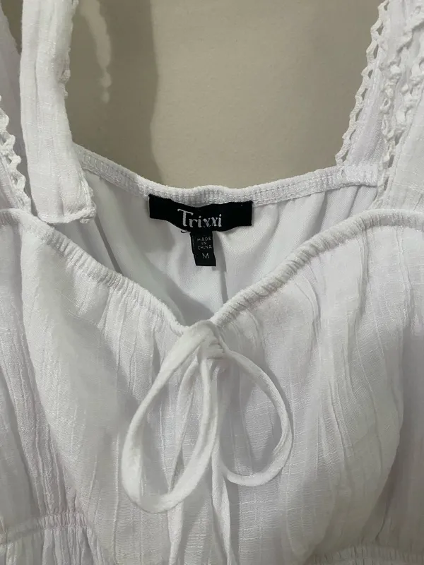 Trixxi White Tie-Shoulder Smocked Maxi Dress - Image 4
