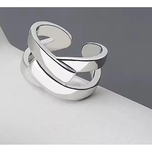 Boutique Layered Cross Ring‎ | White Gold Sterling Silver - Image 2
