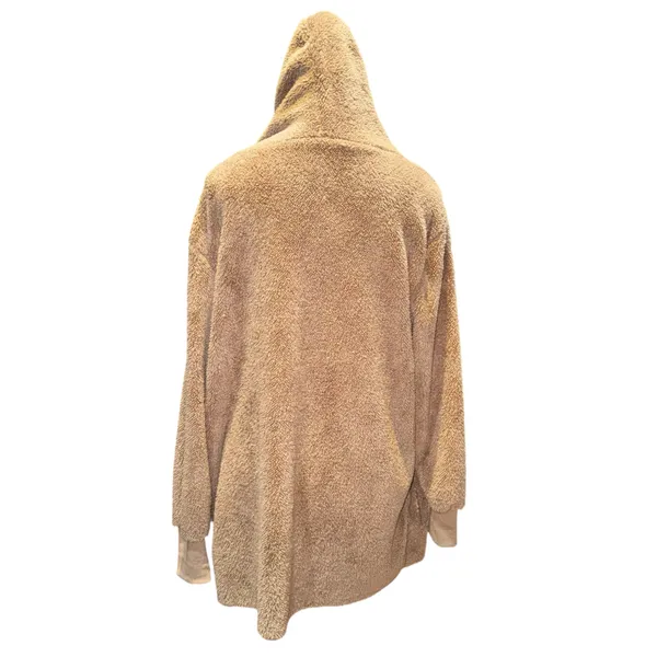 Fleece hooded cardigan Tan Size XL - Image 3