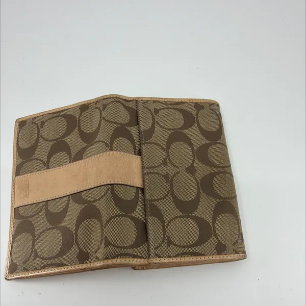 Coach Signature C Flap Brown Tan Coated Canvas Leather Wallet - Image 7
