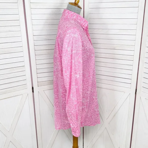 Vintage Pink Victorias Secret Graffiti Print Sleep Night Shirt Pink White Medium - Image 3
