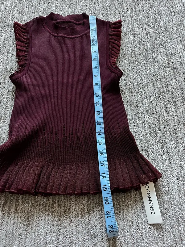Commense Ribbed Knit Ruffle Top size XS NWT Red - Image 4