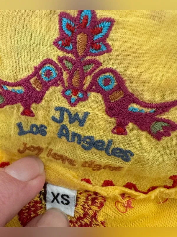 Johnny Was Cotton Embroidered Dress Sundress Boho Floral Hummingbird XS *Flaw* - Image 9