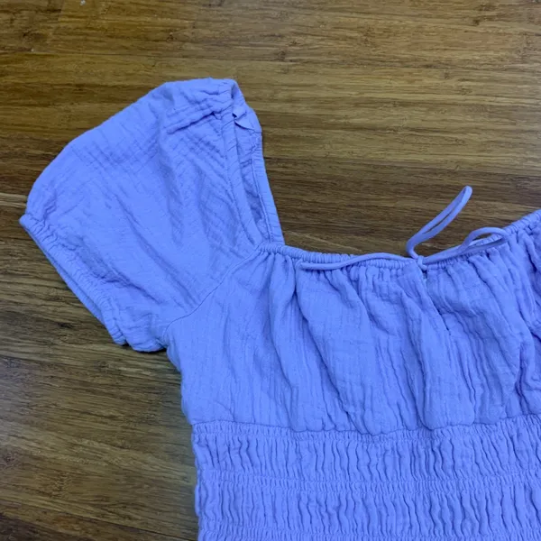 Sunday‎ Best Martine Poplin Mini Dress Womens Small Smocked Puff Sleeve Cotton - Image 2