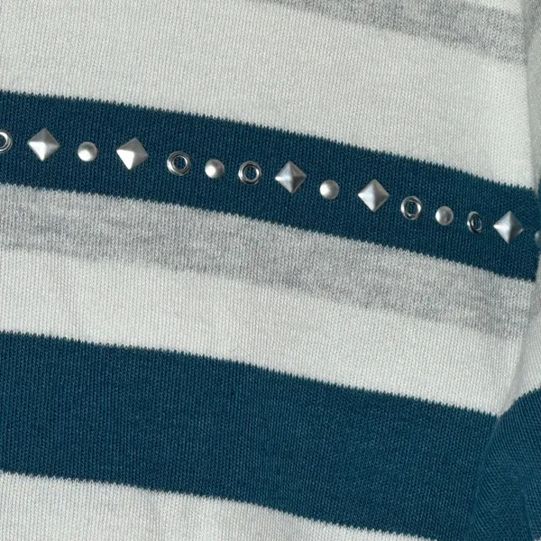 Alfred Dunner‎ Striped 3/4 Sleeve V Neck Top Stud Embellished Women's Size Small - Image 7