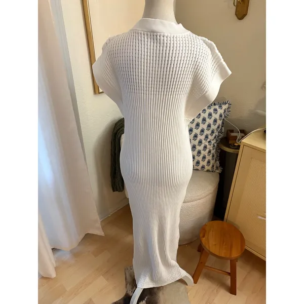 Varley Cheston Relaxed Knit Dress Midi In White Size Small - Image 3