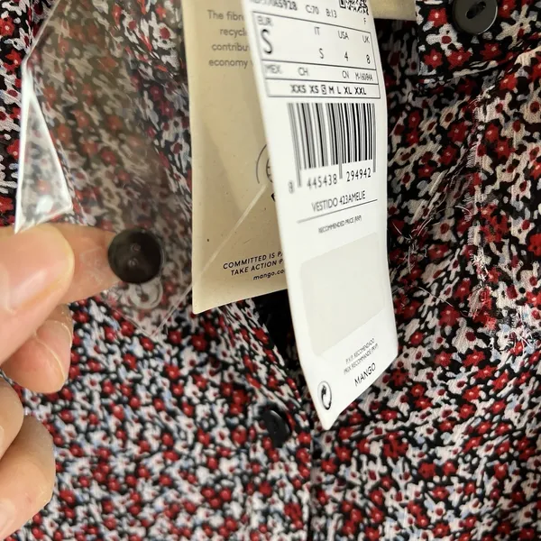 NWT Mango Amelie Floral Maxi Dress Size 4 Red Black Chiffon Ruffle Long Sleeve - Image 12