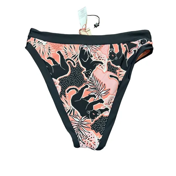BCBGeneration Bikini Bottom Reversible Peach Black Panther Bathing Suit Sz L NWT - Image 3