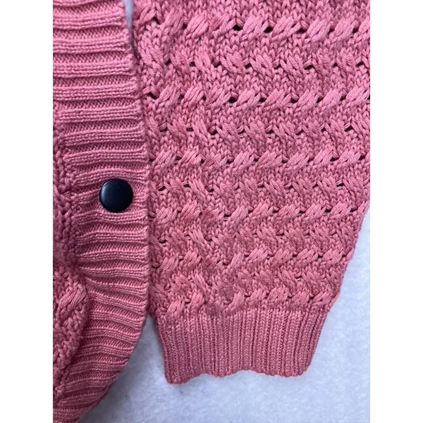 Venus Sweater‎ Women Medium Pink Textured Side Button Crew Neck - Image 5