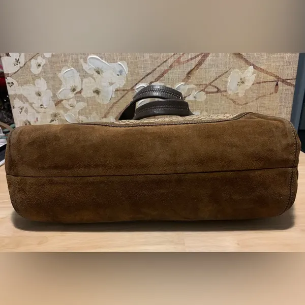 Coach Soho Tote/Shoulder Bag Jacquard Signature Brown Suede - Vintage - Image 10