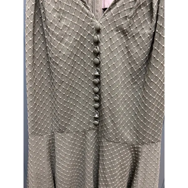 Gal Meets Glam Sage Green Lattice Swiss Dot Halter Fit & Flare Dress Size 0 - Image 5