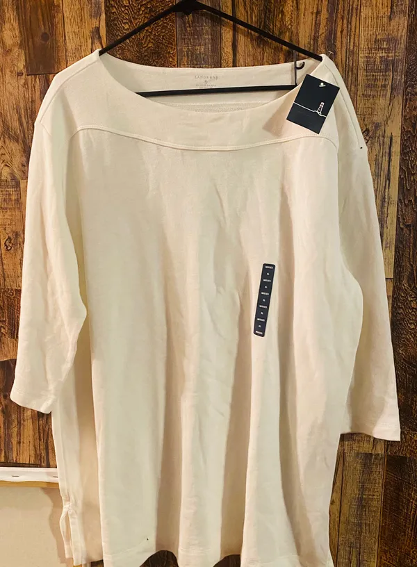 NWT Lands End women's long sleeve pullover off white size XL - Image 2